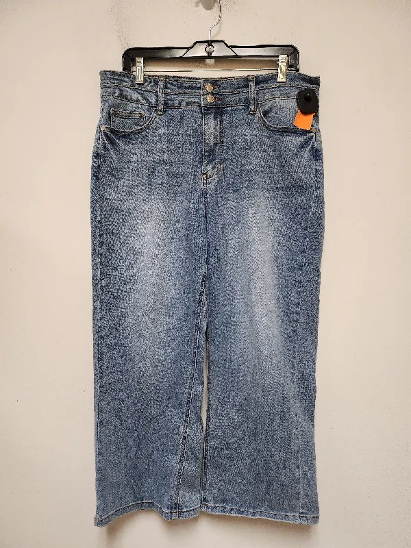 Jeans Cropped By Judy Blue In Blue Denim, Size: 14 Unique Men's Upcycled