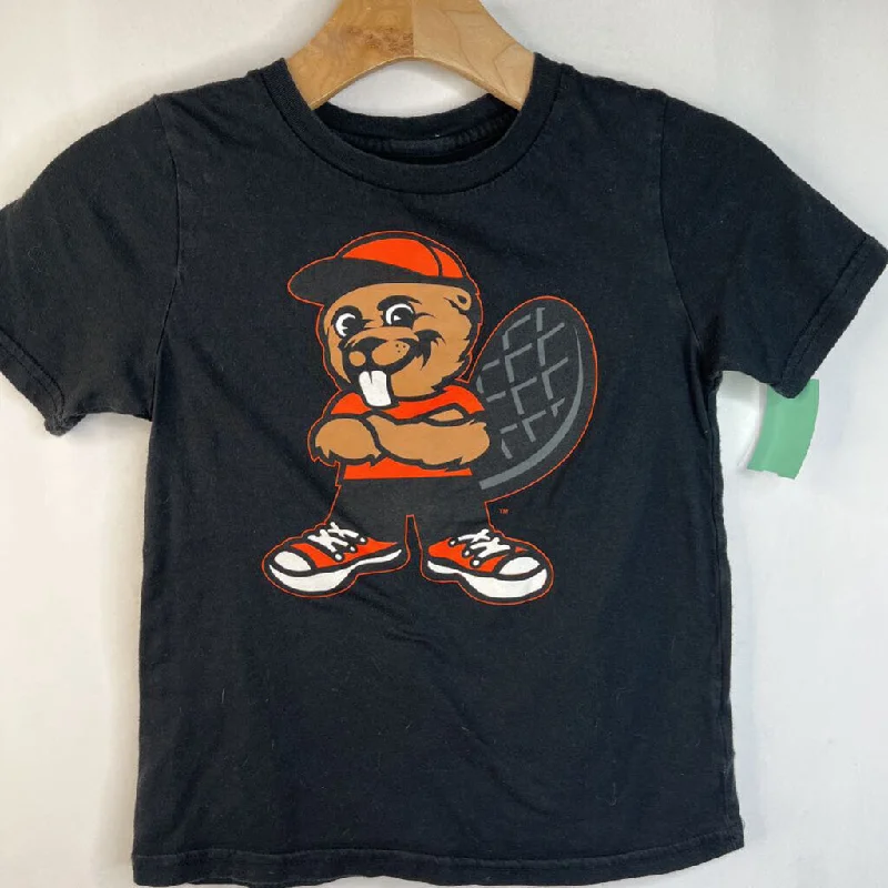 Size 7: Gen 2 Black Oregon Beaver Print T-Shirt Refined Men's Classic 