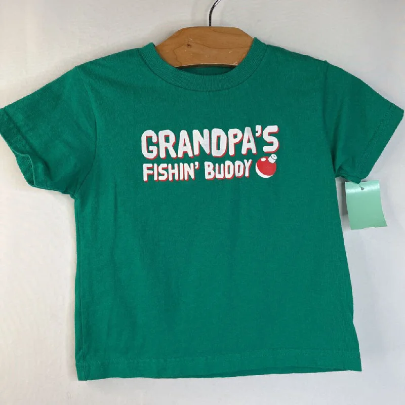 Size 4: Rabbit Skins Green "Grandpa's Fishin' Buddy" T-Shirt Minimalist Men's Casual 