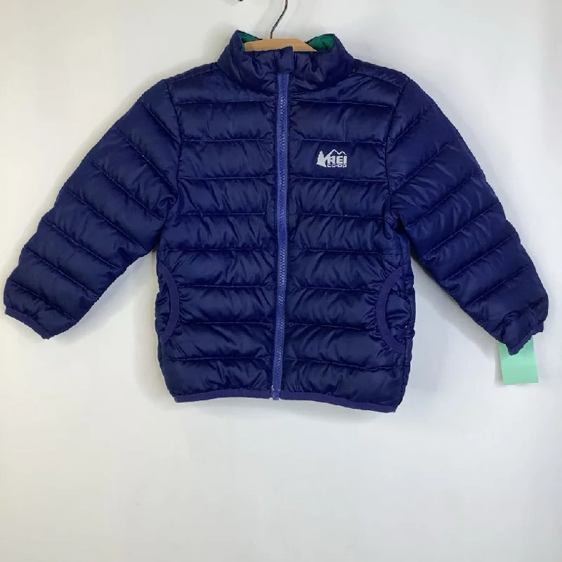 Size 2: REI Blue/Green Reversible Zip-Up Puffer Coat Lumberjack