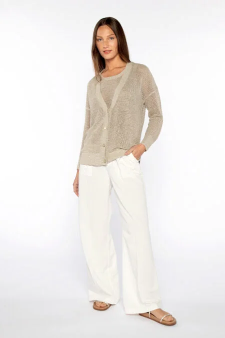 Kinross Cashmere Lurex Mesh Cardigan Gym