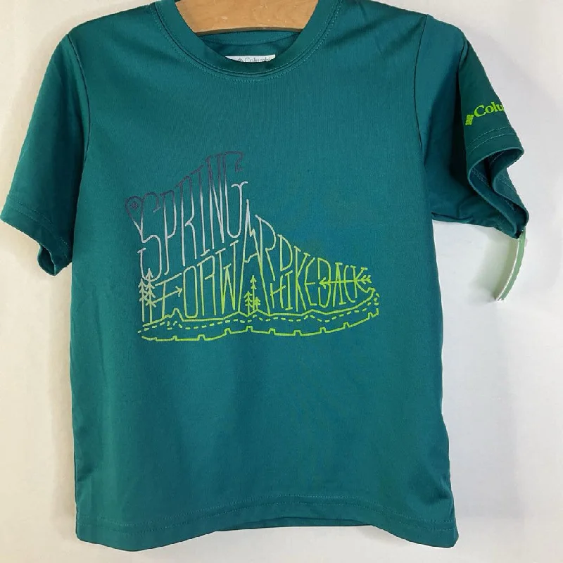 Size 4-5: Columbia Green "Spring Forward Hike Back" Athletic T-Shirt Trendy Men's Oversized