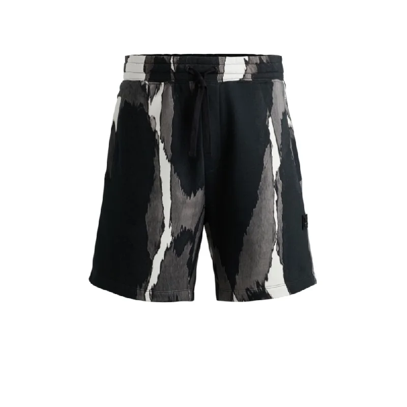 Cotton-terry shorts with camouflage print Luxurious Men's High